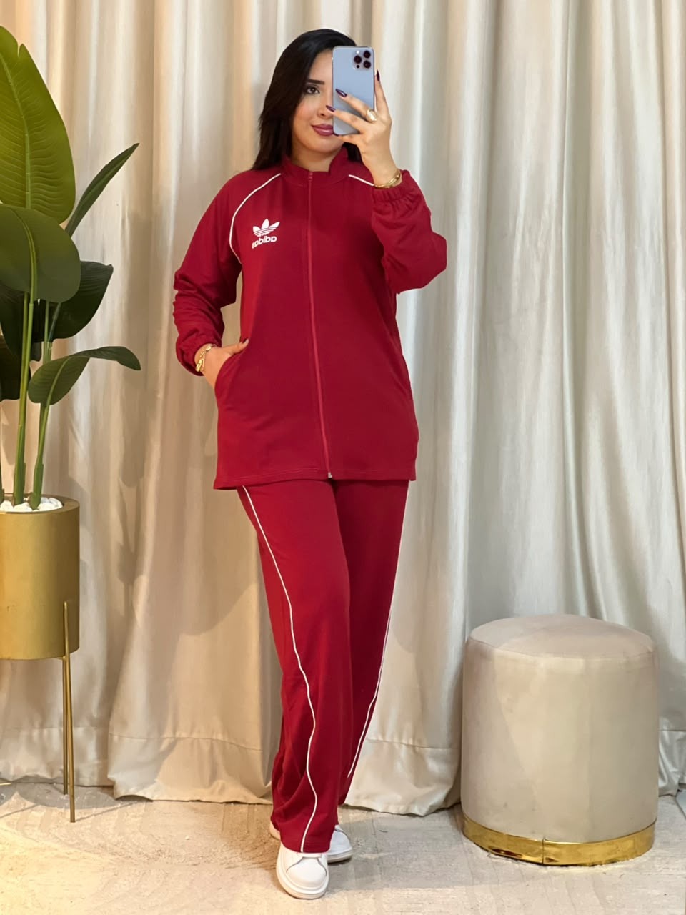 Ensemble femme en molleton à bandes et pantalon large – Vue 23