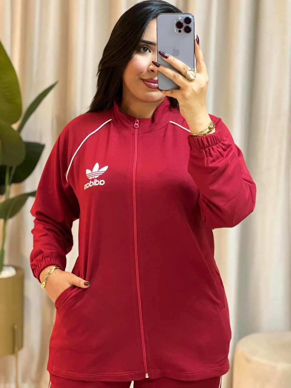 Ensemble femme en molleton à bandes et pantalon large – Vue 21