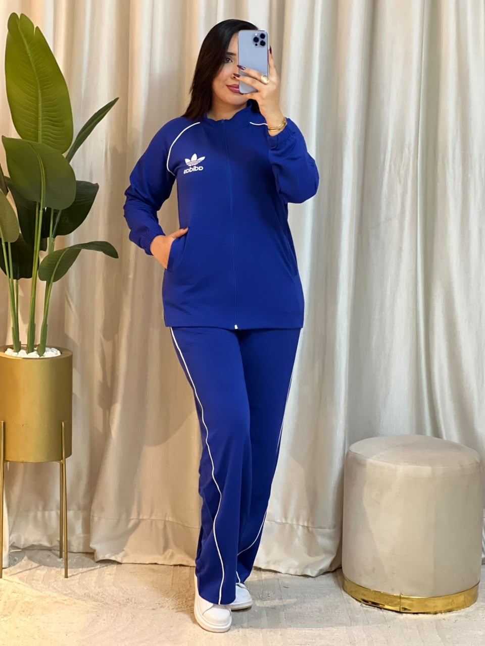 Ensemble femme en molleton à bandes et pantalon large – Vue 20