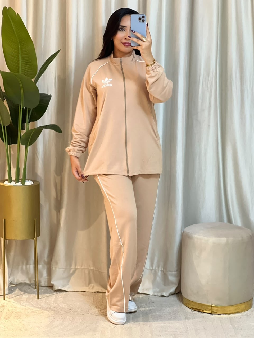Ensemble femme en molleton à bandes et pantalon large – Vue 17