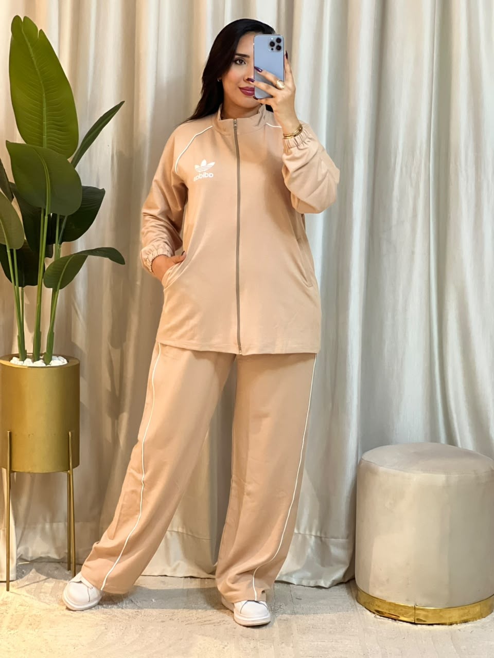 Ensemble femme en molleton à bandes et pantalon large – Vue 16