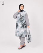 Burkini Long Femme 4 Pièces – Maillot de Bain Modeste avec Pantalon, Haut, Foulard et Sac | Tailles M à 4XL