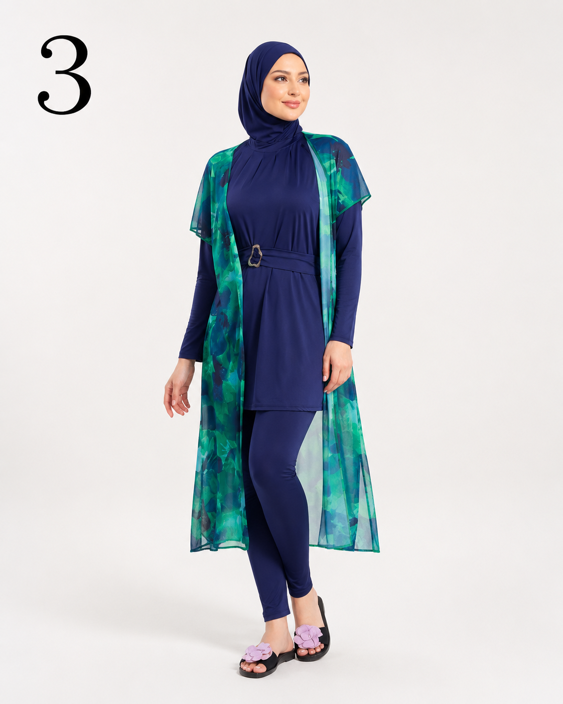 Burkini Long 4 Pièces Femme – Maillot de Bain Hijab Modeste, Élégant et Couvrant