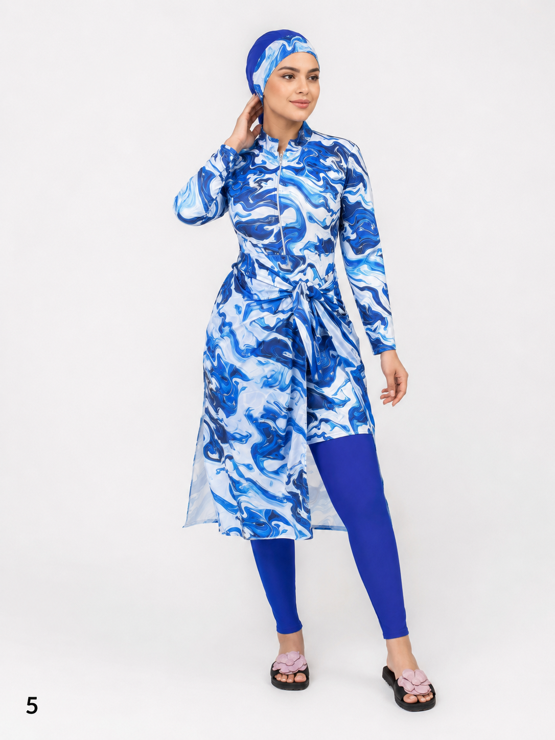 Burkini Femme 4 Pièces Modeste – Maillot de Bain Hijab Élégant avec Cache-Maillot, Pantalon, Haut & Bonnet
