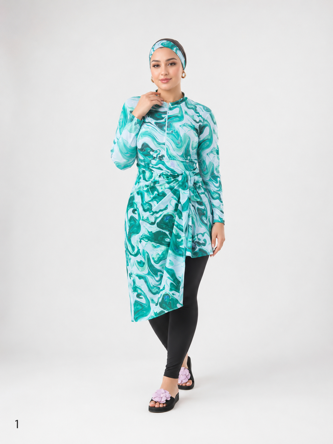 Burkini Femme 4 Pièces Modeste – Maillot de Bain Hijab Élégant avec Cache-Maillot, Pantalon, Haut & Bonnet