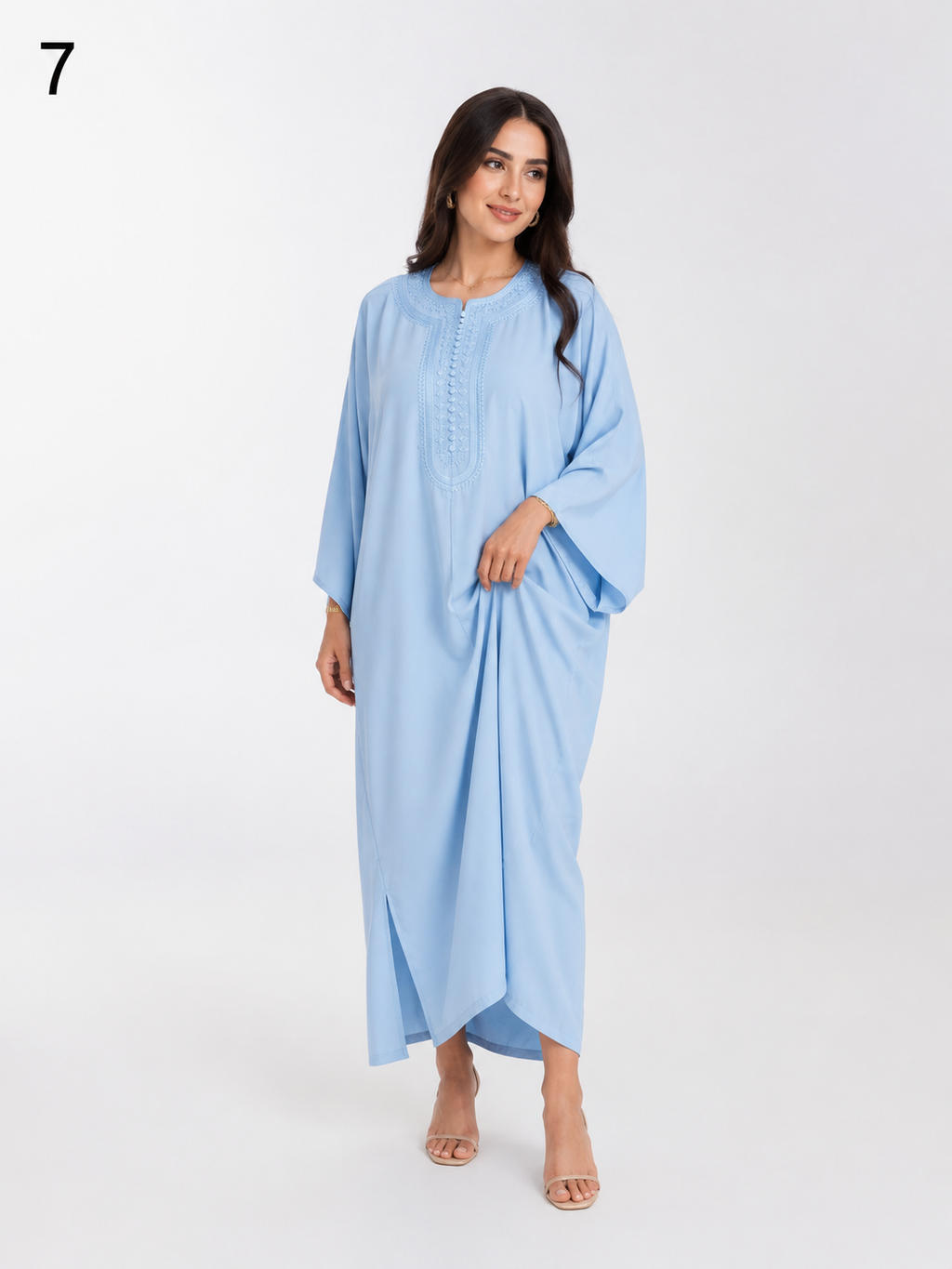 Caftan Femme Moderne en Tissu Roza Première Qualité – Robe Orientale Élégante pour Mariage, Fête et Toutes Occasions
