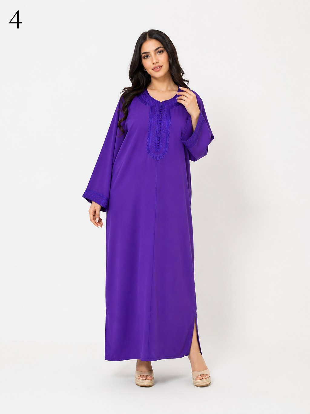 Caftan Femme Moderne en Tissu Roza Première Qualité – Robe Orientale Élégante pour Mariage, Fête et Toutes Occasions