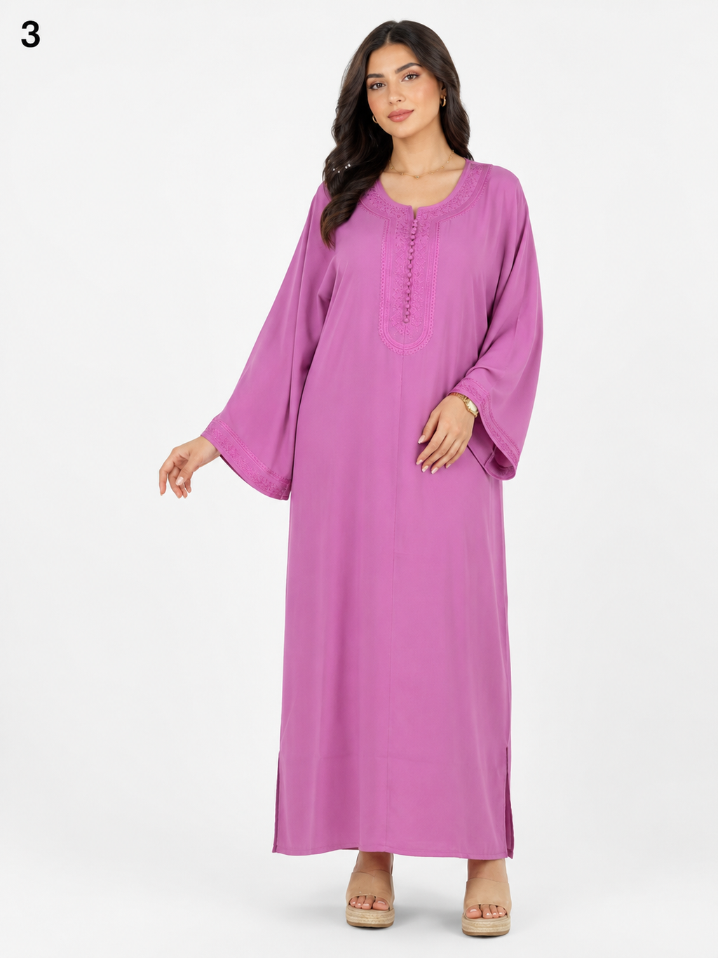 Caftan Femme Moderne en Tissu Roza Première Qualité – Robe Orientale Élégante pour Mariage, Fête et Toutes Occasions