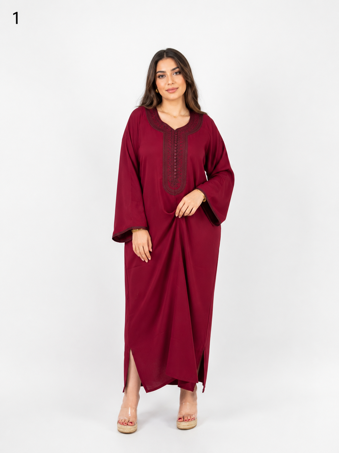 Caftan Femme Moderne en Tissu Roza Première Qualité – Robe Orientale Élégante pour Mariage, Fête et Toutes Occasions
