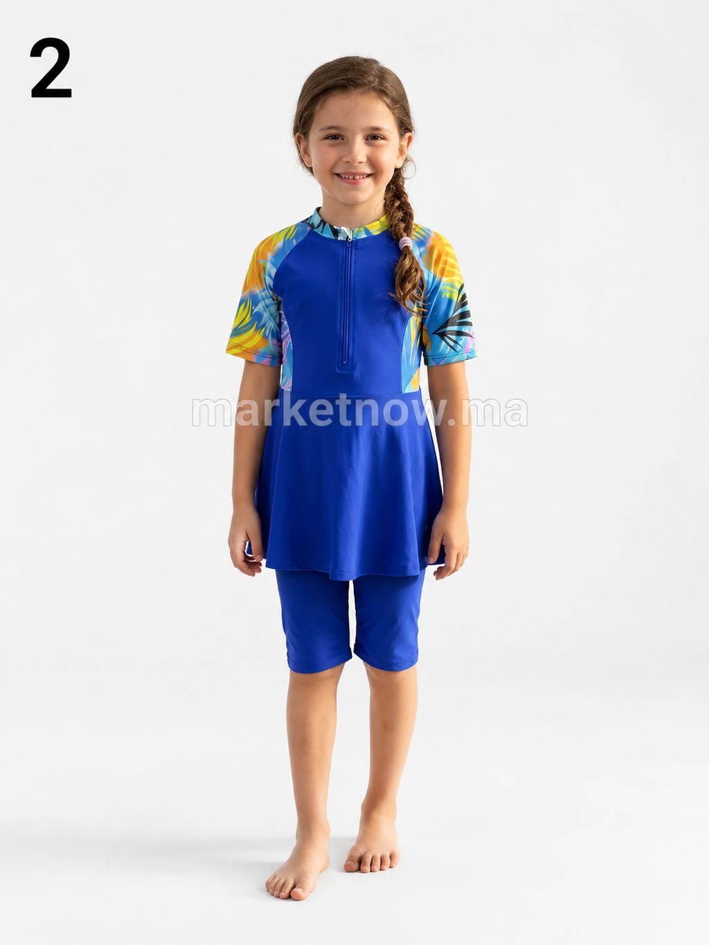 Burkini Fille Élégant Anti-UV – Maillot de Bain Modeste Enfant en Tissu Cyclisme | Tailles 6 à 18 ans