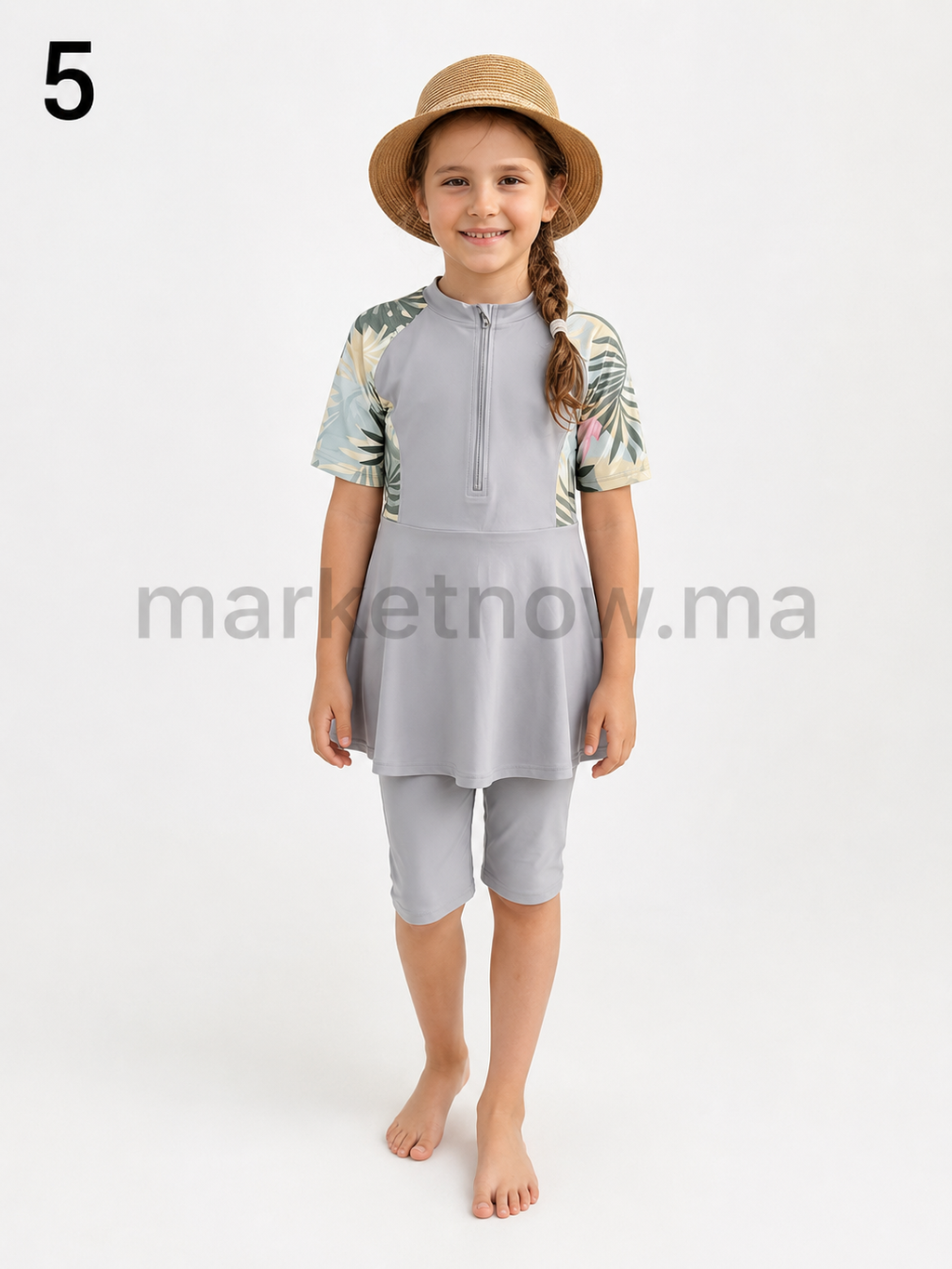 Burkini Fille Élégant Anti-UV – Maillot de Bain Modeste Enfant en Tissu Cyclisme | Tailles 6 à 18 ans