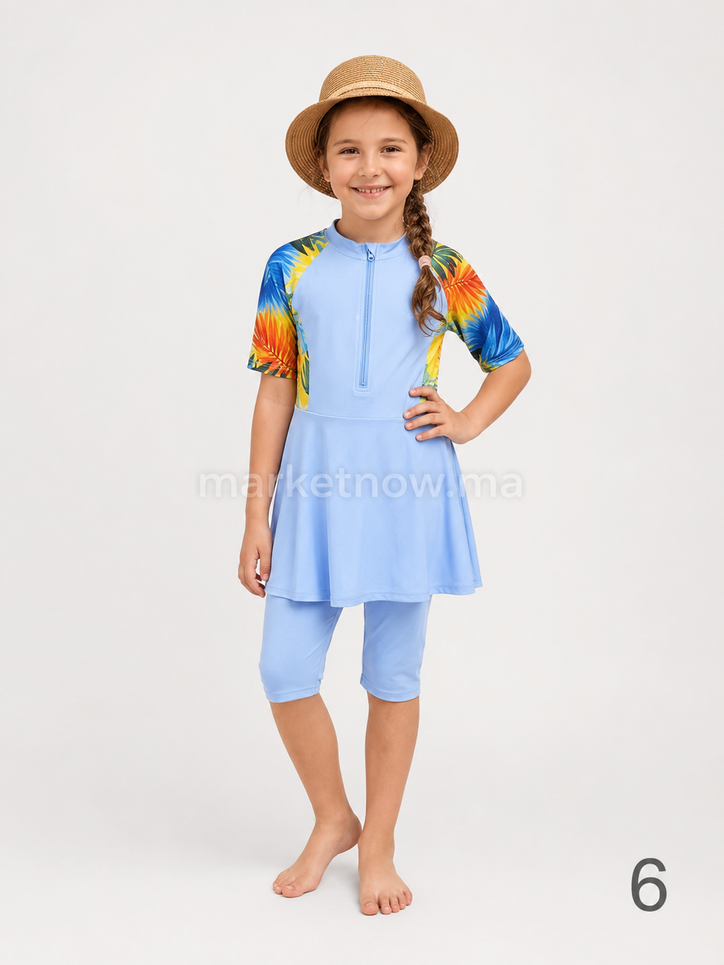 Burkini Fille Élégant Anti-UV – Maillot de Bain Modeste Enfant en Tissu Cyclisme | Tailles 6 à 18 ans