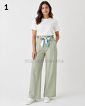 Pantalon Femme Élégant Été en Tissu Loulane – Coupe Large Chic avec Ceinture Foulard | Tailles M à XXL