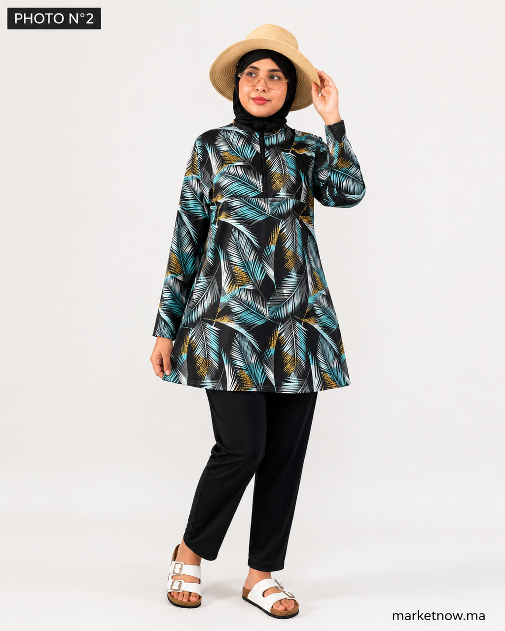 Burkini Femme 3 Pièces Résistant à l’Eau avec Foulard Assorti – Tailles M à XXL