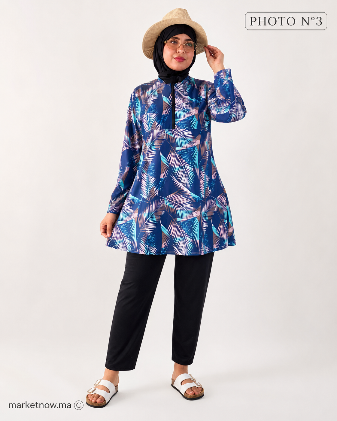 Burkini Femme 3 Pièces Résistant à l’Eau avec Foulard Assorti – Tailles M à XXL