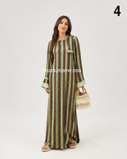 Robe longue en polyamide viscose avec ceinture