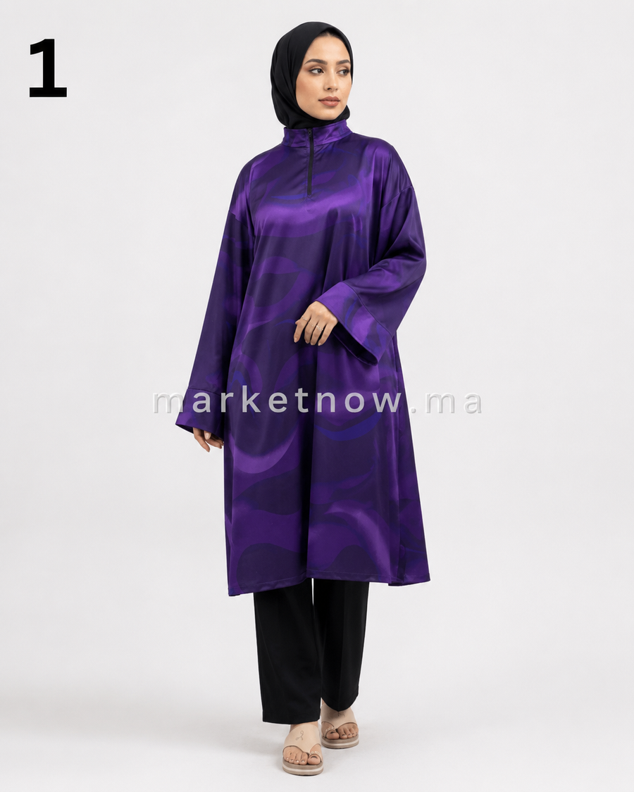 Burkini 3 pièces avec robe, pantalon et hijab – Tailles M à 3XL