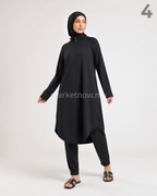 Burkini 3 pièces en polyamide – Tunique longue, pantalon et hijab
