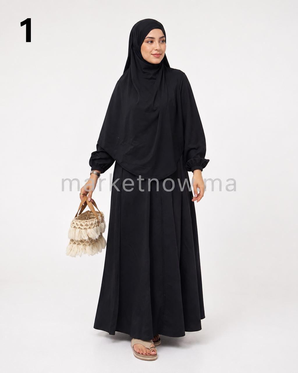Burkini 3 pièces élégant et couvrant – Robe longue, pantalon et hijab