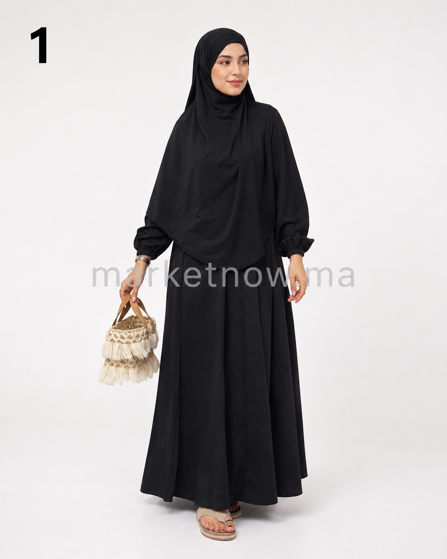 Burkini 3 pièces élégant et couvrant – Robe longue, pantalon et hijab