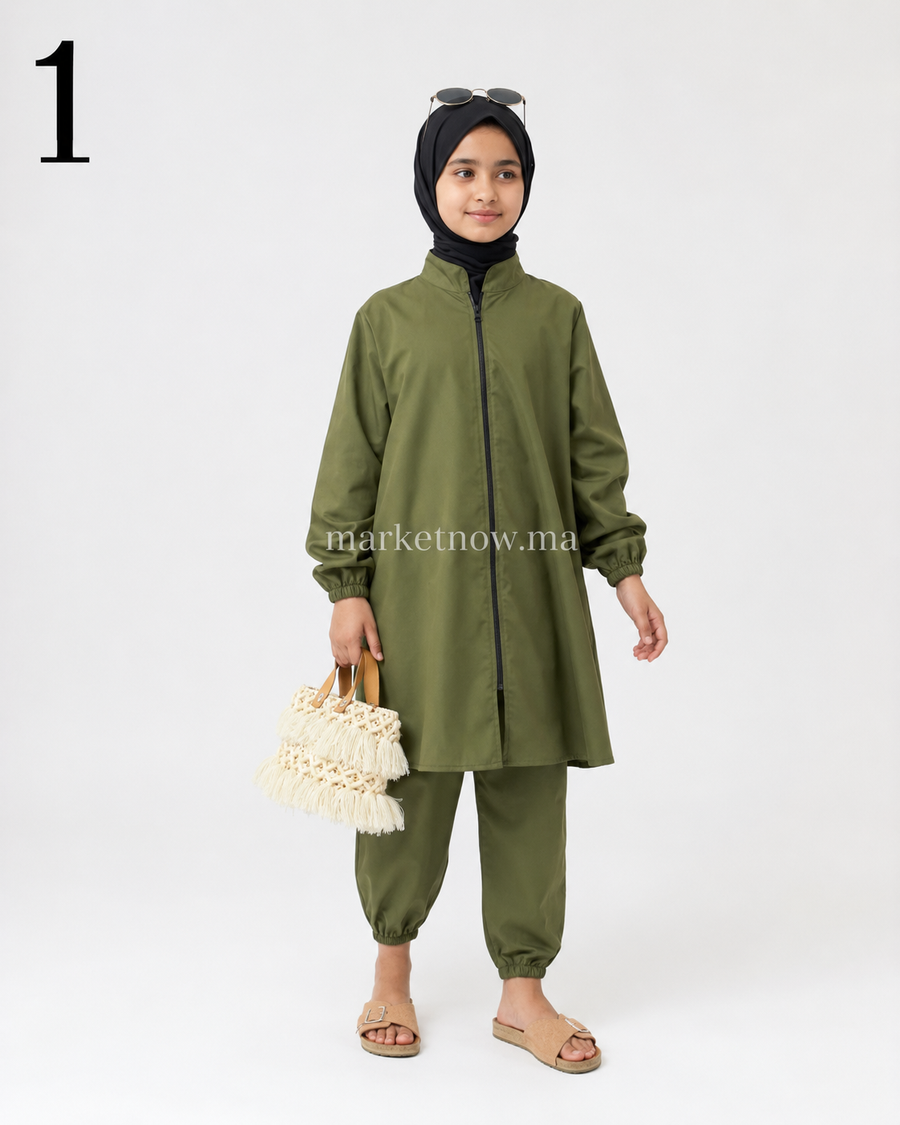 Burkini 3 pièces pour fille 10–16 ans – Modeste, léger et confortable
