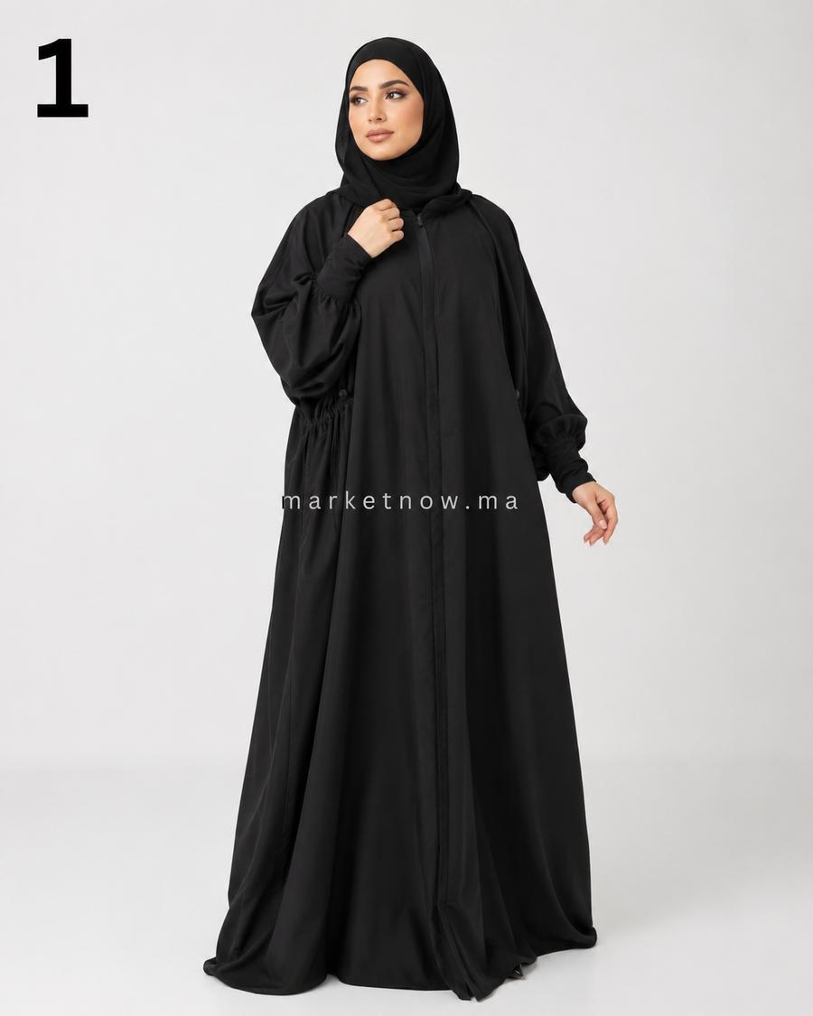 Burkini 3 pièces avec abaya ajustable et pantalon large – Tailles M et L
