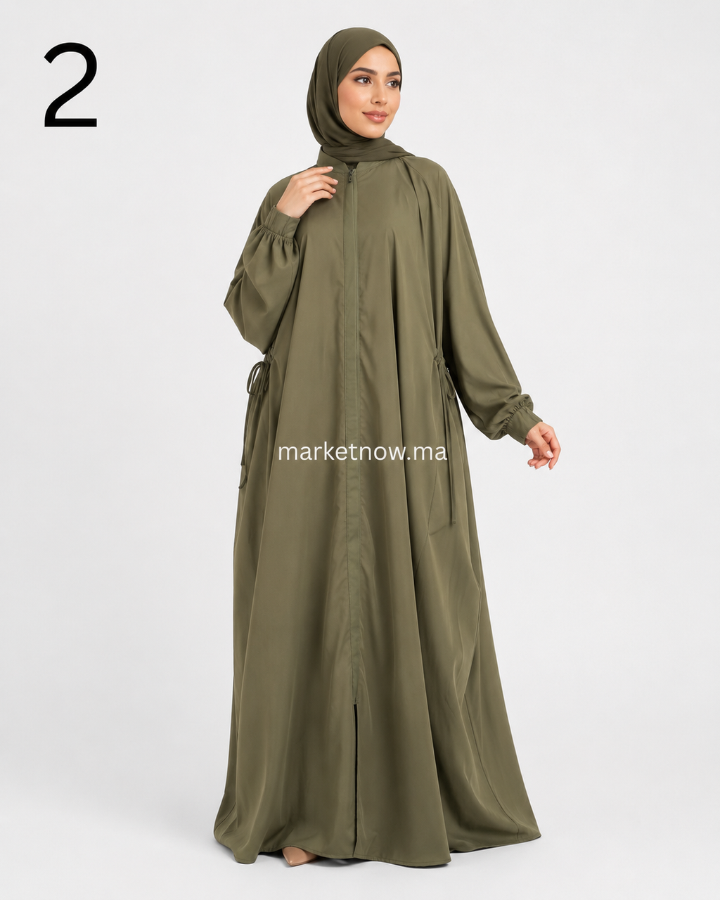 Burkini 3 pièces avec abaya ajustable et pantalon large – Tailles M et L
