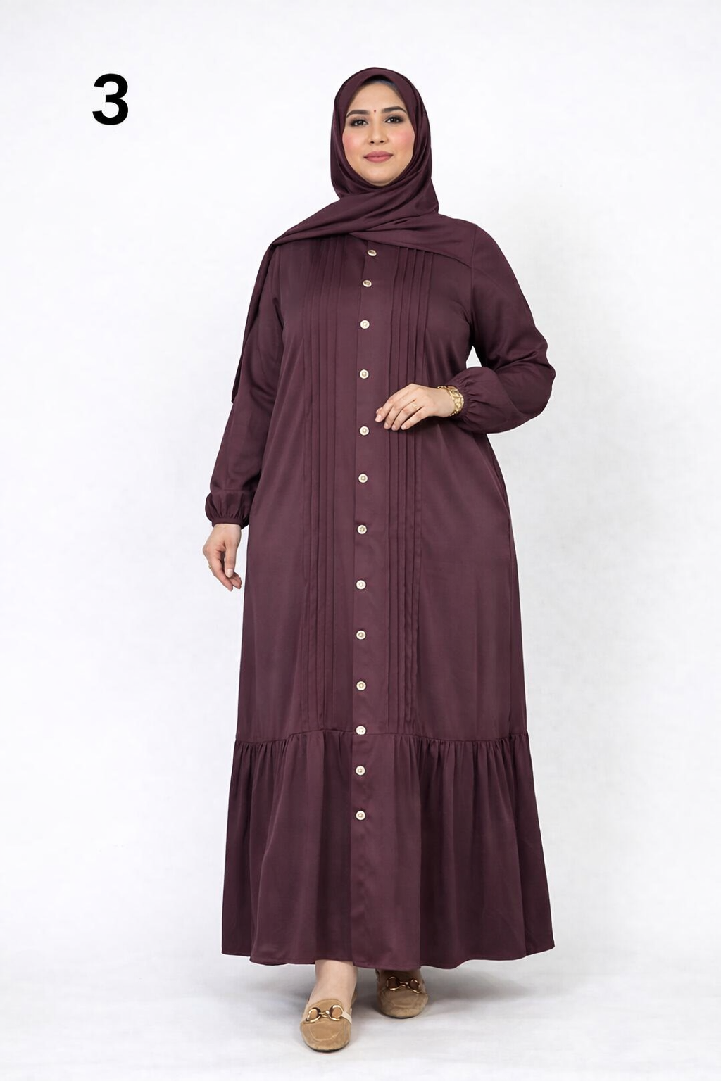 Robe Longue Modeste Femme avec Hijab (Châle Inclus) – Abaya Élégante Fluide | Taille L à 3XL – Nouvelle Collection Maroc