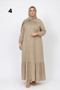 Robe Longue Modeste Femme avec Hijab (Châle Inclus) – Abaya Élégante Fluide | Taille L à 3XL – Nouvelle Collection Maroc