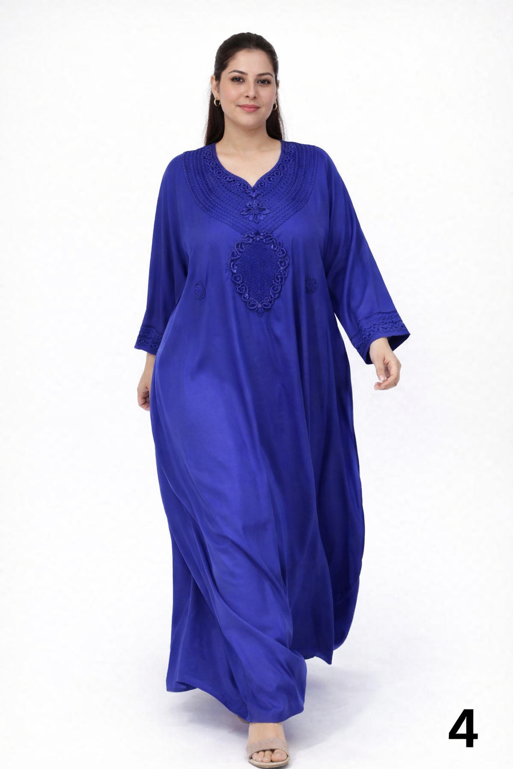 Kandoura Femme Élégante Brodée avec Pierres – Tissu Crêpe Premium – Robe Marocaine Chic Grandes Tailles