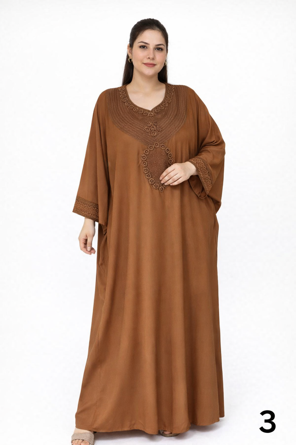 Kandoura Femme Élégante Brodée avec Pierres – Tissu Crêpe Premium – Robe Marocaine Chic Grandes Tailles