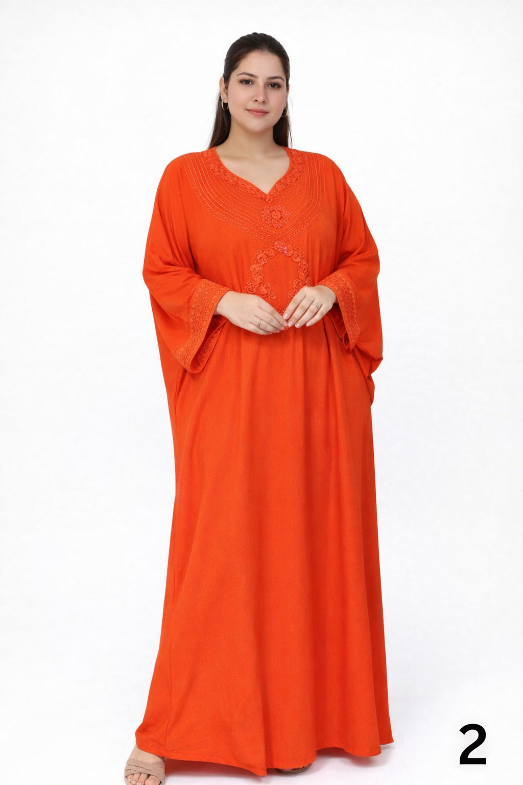 Kandoura Femme Élégante Brodée avec Pierres – Tissu Crêpe Premium – Robe Marocaine Chic Grandes Tailles