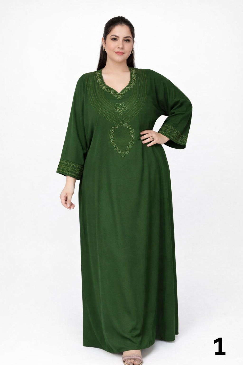 Kandoura Femme Élégante Brodée avec Pierres – Tissu Crêpe Premium – Robe Marocaine Chic Grandes Tailles