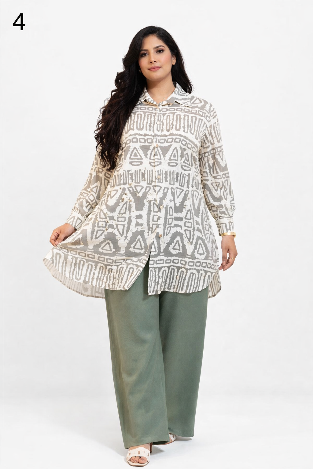 Ensemble Femme 2 Pièces Élégant Demi-Saison – Chemise Longue + Pantalon Large – Tissu Léger Haute Qualité (M à XXL)