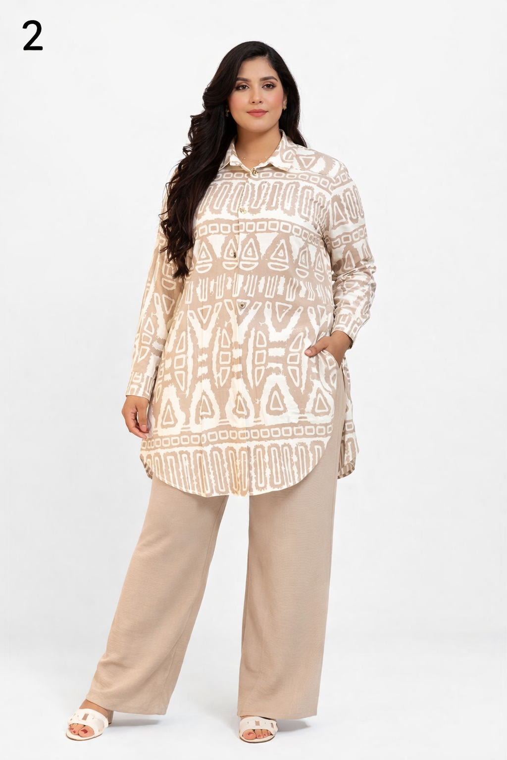 Ensemble Femme 2 Pièces Élégant Demi-Saison – Chemise Longue + Pantalon Large – Tissu Léger Haute Qualité (M à XXL)
