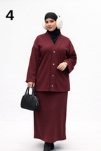 Ensemble Femme 3 Pièces Hiver – Jupe Longue + Cardigan + Gants | Tissu Laine Léger Élégant Chic 2026