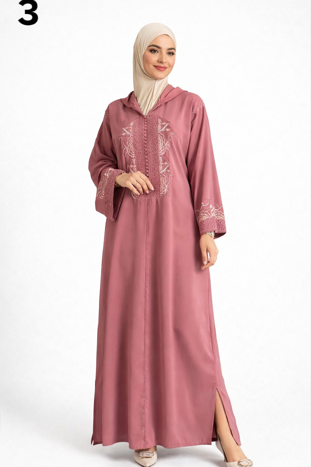 Jellaba Femme Élégante en Crêpe Premium – Broderie Artisanale | جلابة راقية بثوب كريب فاخر بجودة عالية