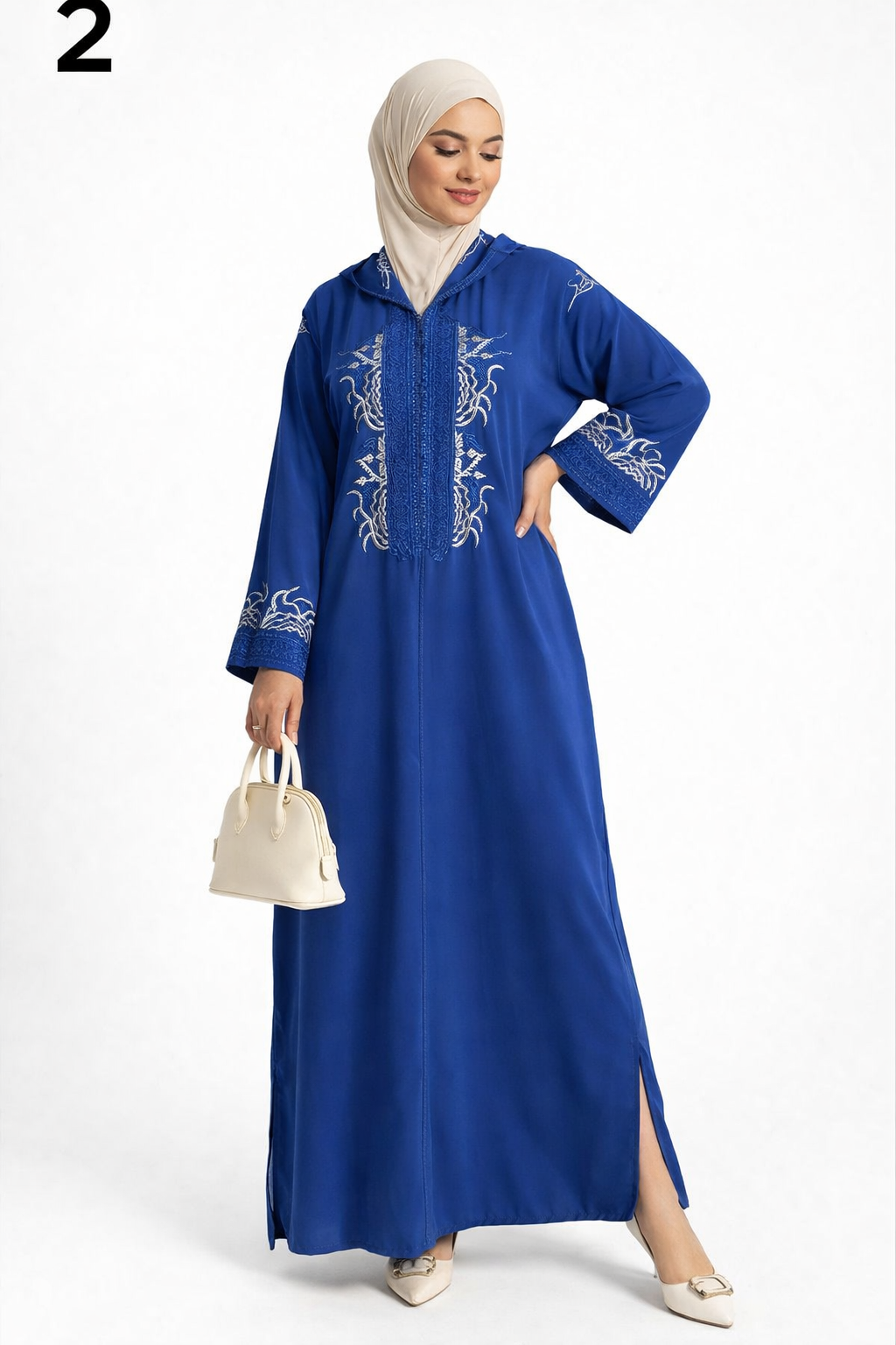 Jellaba Femme Élégante en Crêpe Premium – Broderie Artisanale | جلابة راقية بثوب كريب فاخر بجودة عالية
