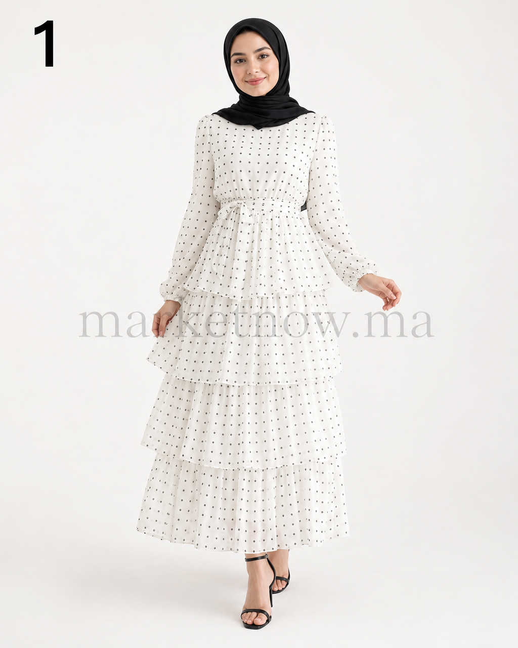 Robe Aspero à Pois – Élégante et Modeste