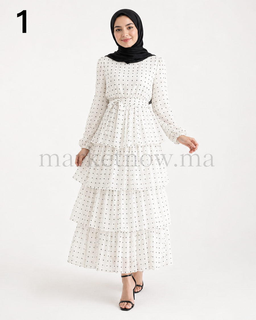 Robe Aspero à Pois – Élégante et Modeste