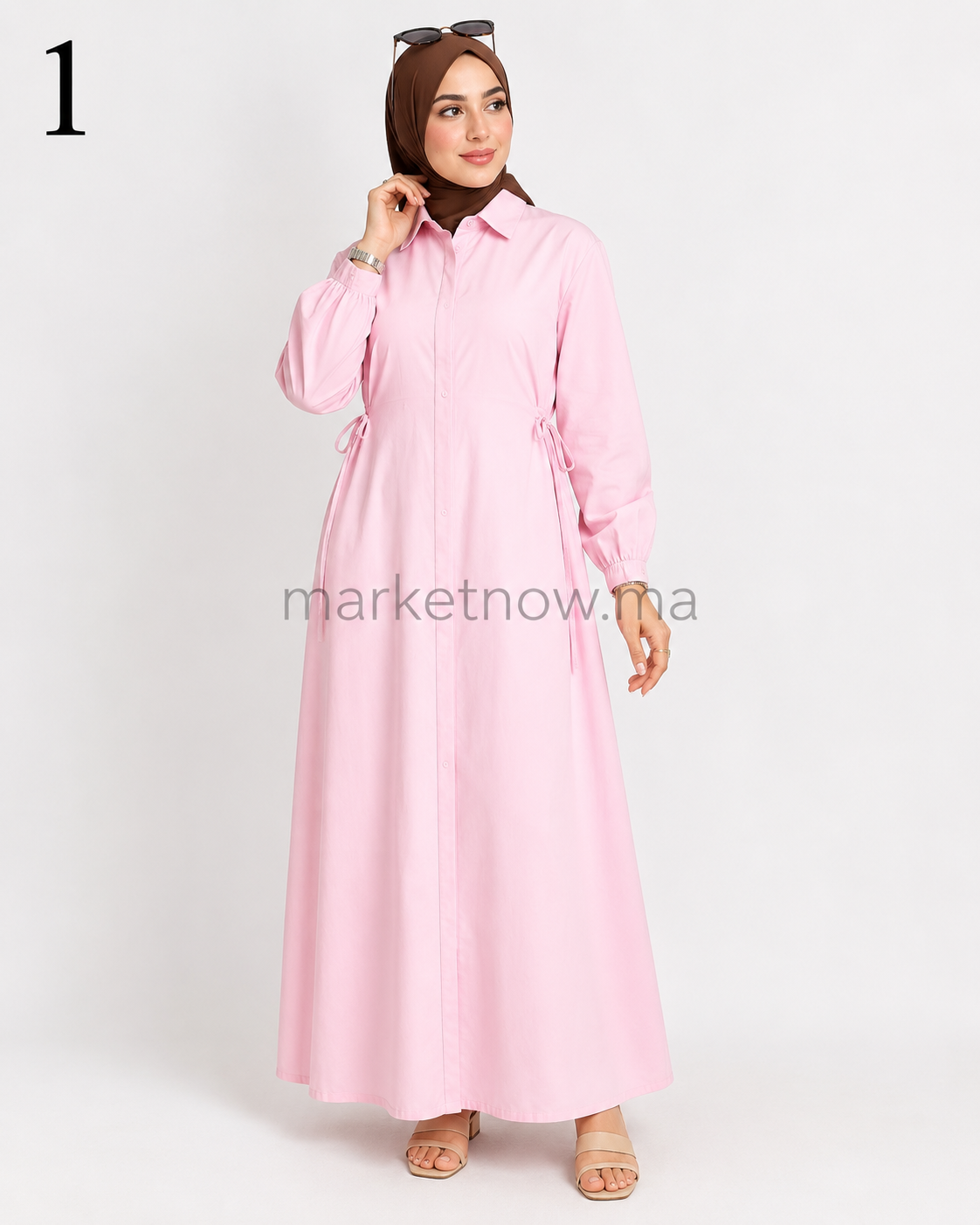 Robe Longue en Popeline – Coupe Ample & Élégante