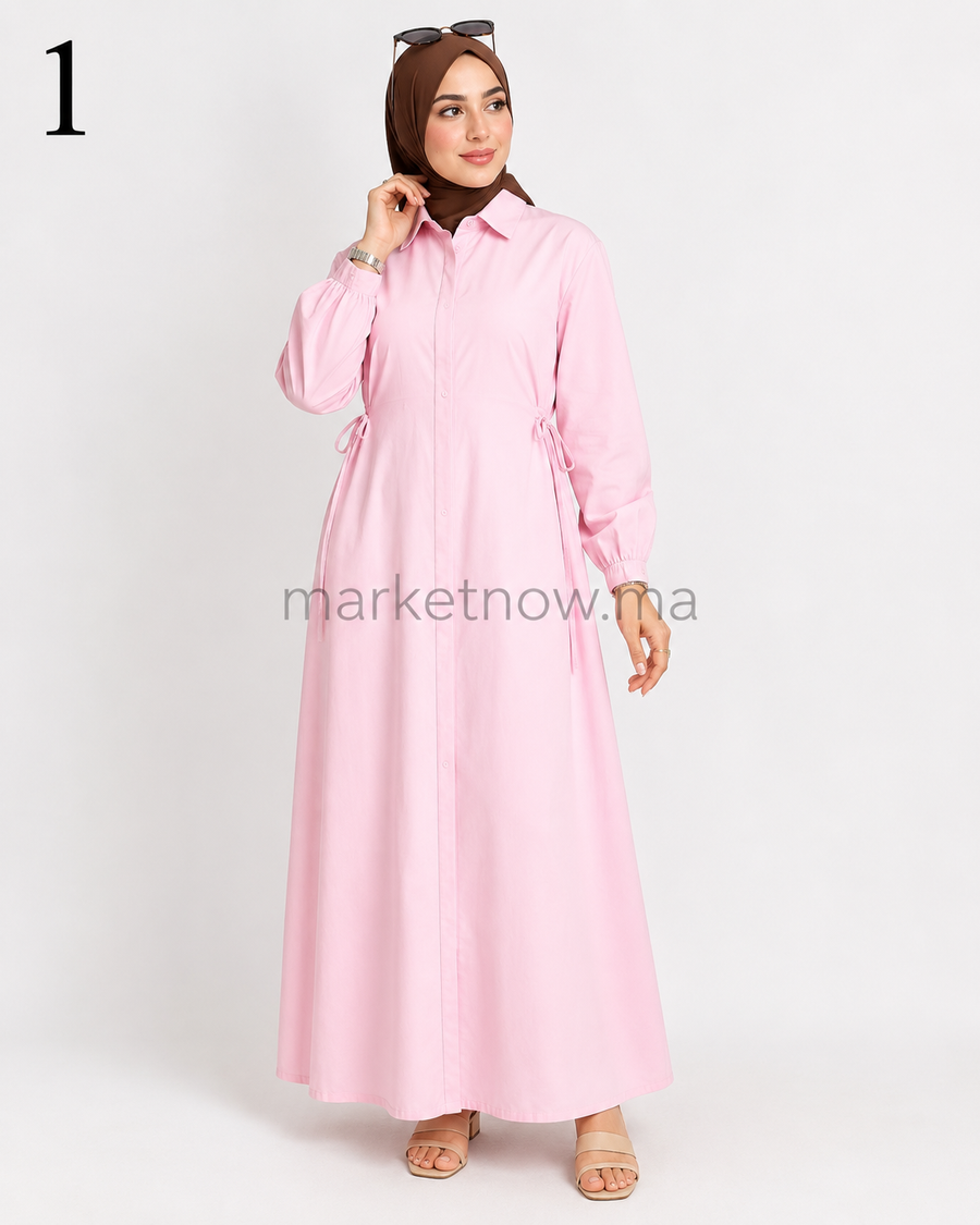 Robe Longue en Popeline – Coupe Ample & Élégante