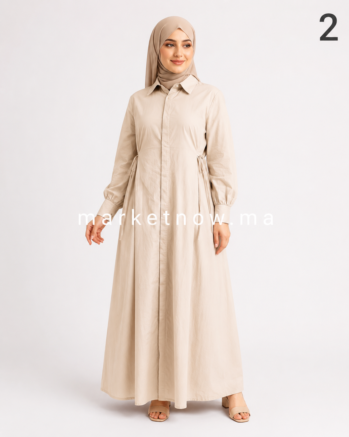 Robe Longue en Popeline – Coupe Ample & Élégante
