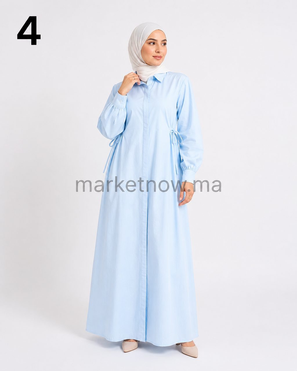 Robe Longue en Popeline – Coupe Ample & Élégante