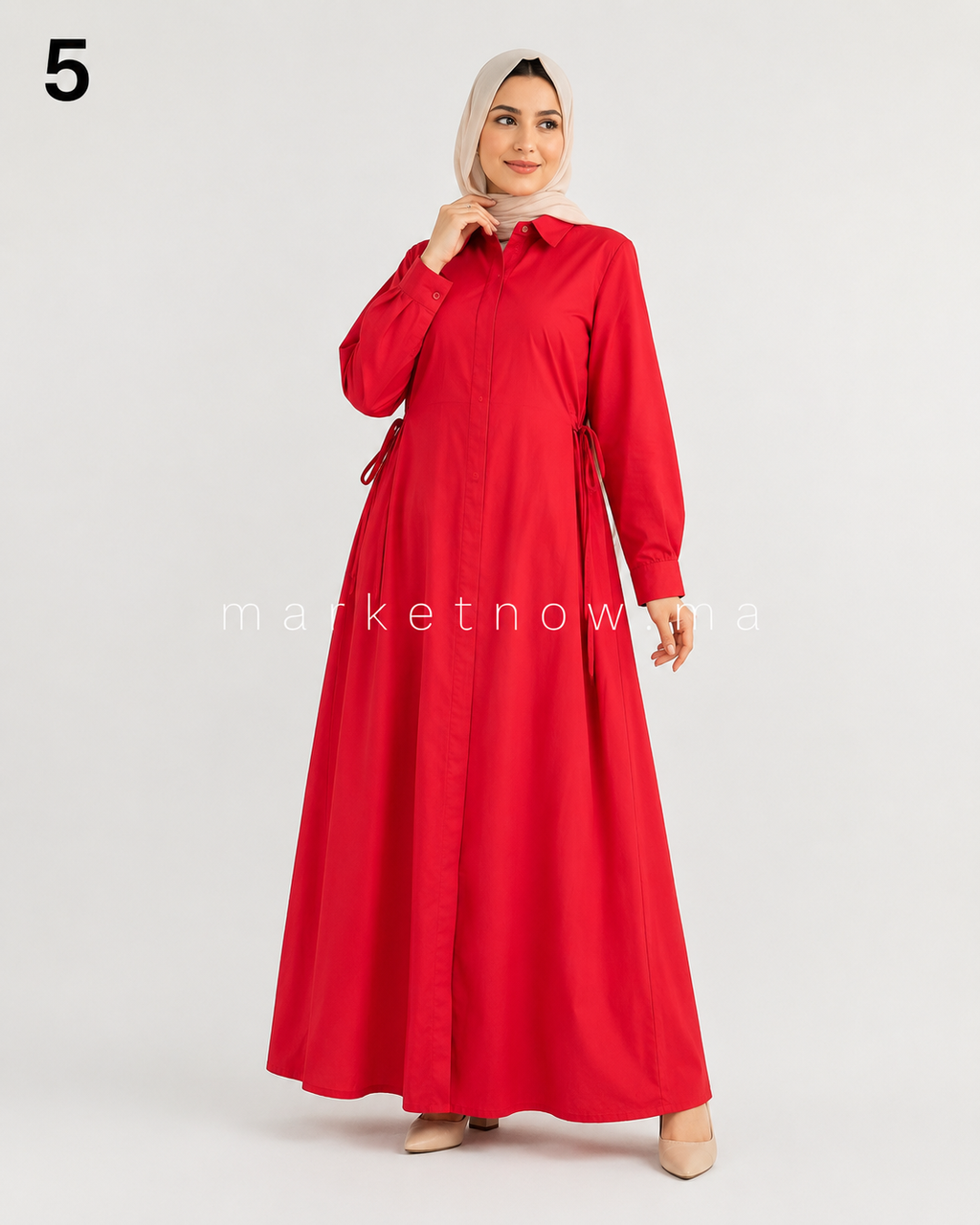 Robe Longue en Popeline – Coupe Ample & Élégante