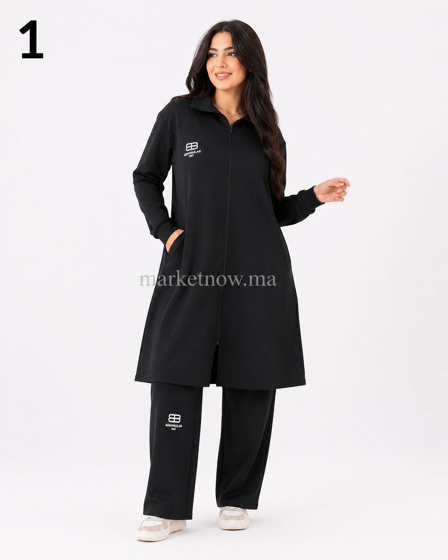 Ensemble Femme Long Montonie – Tunique Zippée & Pantalon
