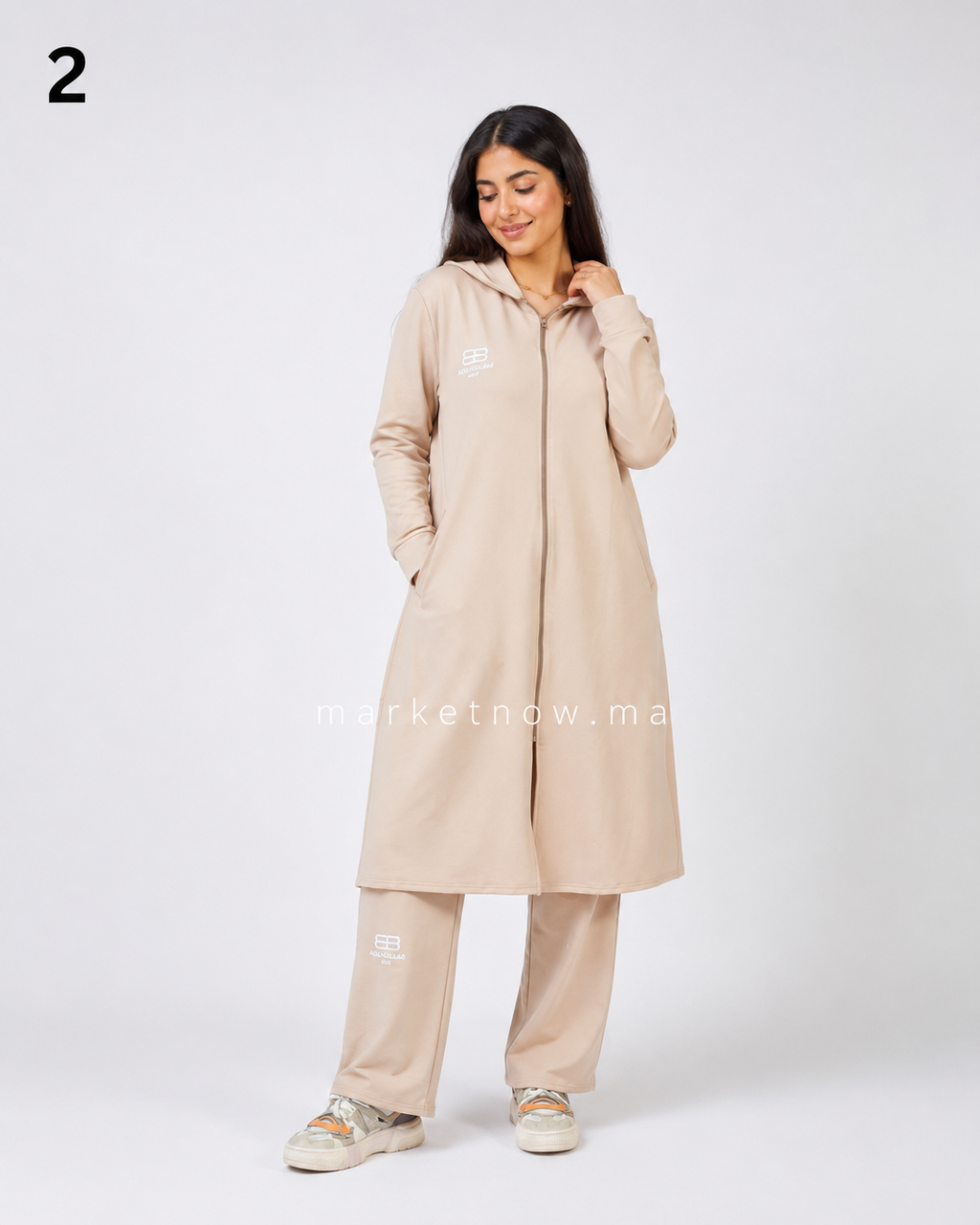 Ensemble Femme Long Montonie – Tunique Zippée & Pantalon