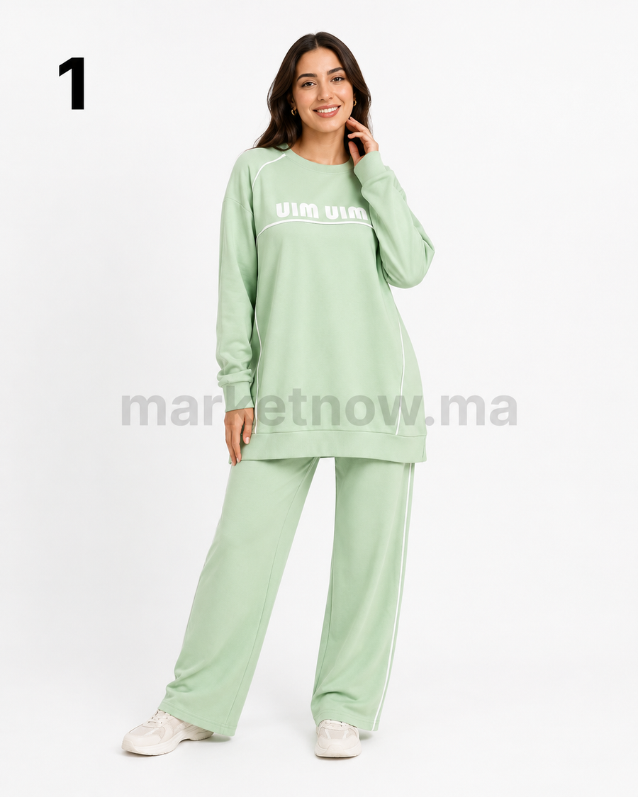 Ensemble femme 2 pièces en montoni premium – Coupe longue et confortable