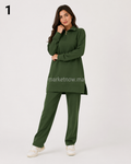 Ensemble femme 2 pièces en molleton premium – Tunique longue & pantalon