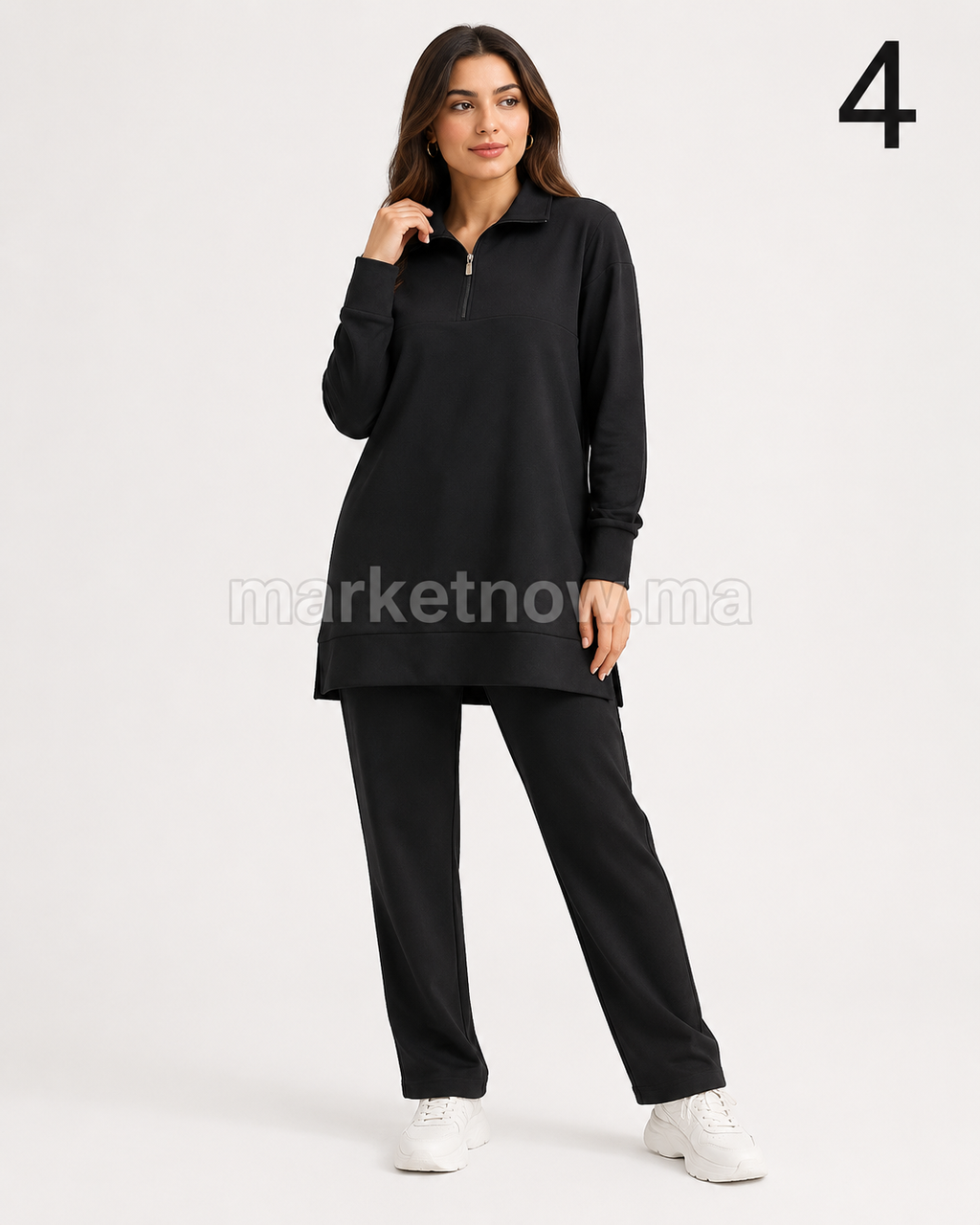 Ensemble femme 2 pièces en molleton premium – Tunique longue & pantalon